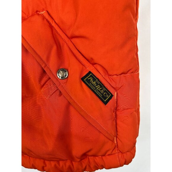 VTG Polo Ralph Lauren Orange Puffer Vest L With Embroidered Logo Mens Outerwear - Picture 7 of 13